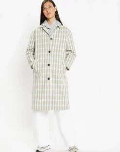 Galeries Lafayette Manteaux|Imperméable en Coton Louis à carreaux beige