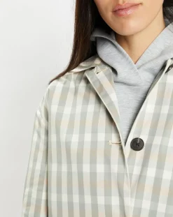 Galeries Lafayette Manteaux|Imperméable en Coton Louis à carreaux beige