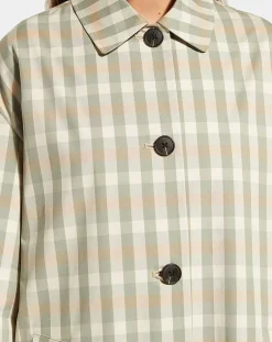 Galeries Lafayette Manteaux|Imperméable en Coton Louis à carreaux beige