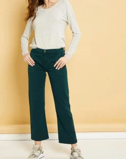 Acquaverde Pantalons|Jean Denim Georgia vert bouteille