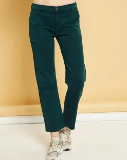 Acquaverde Pantalons|Jean Denim Georgia vert bouteille