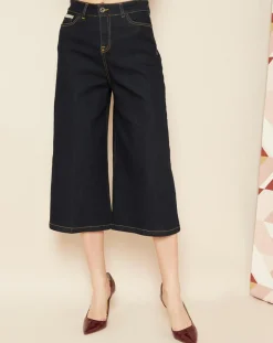 Hotel Particulier Jeans|Jean 3/4 évasée bleu foncé