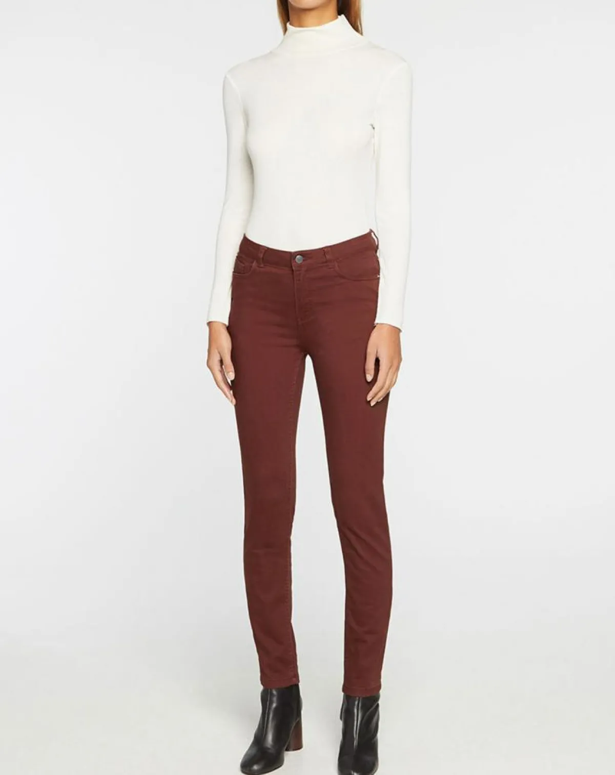 Galeries Lafayette Jeans|Jean ajusté Gerly en Toile de coton marron foncé