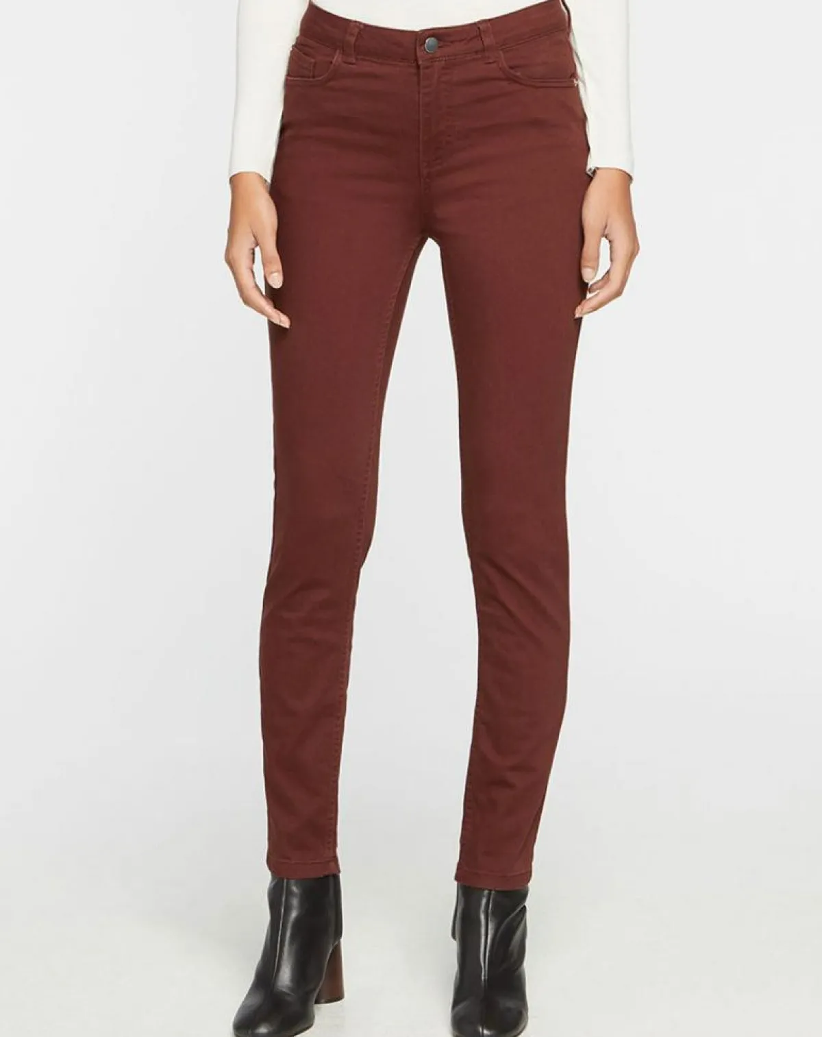 Galeries Lafayette Jeans|Jean ajusté Gerly en Toile de coton marron foncé