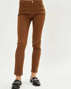 Galeries Lafayette Jeans|Jean ajusté Gerly en Toile de coton noisette