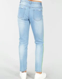 Derhy Jeans|Jean Dejeuner décousu délavé bleu pétrole