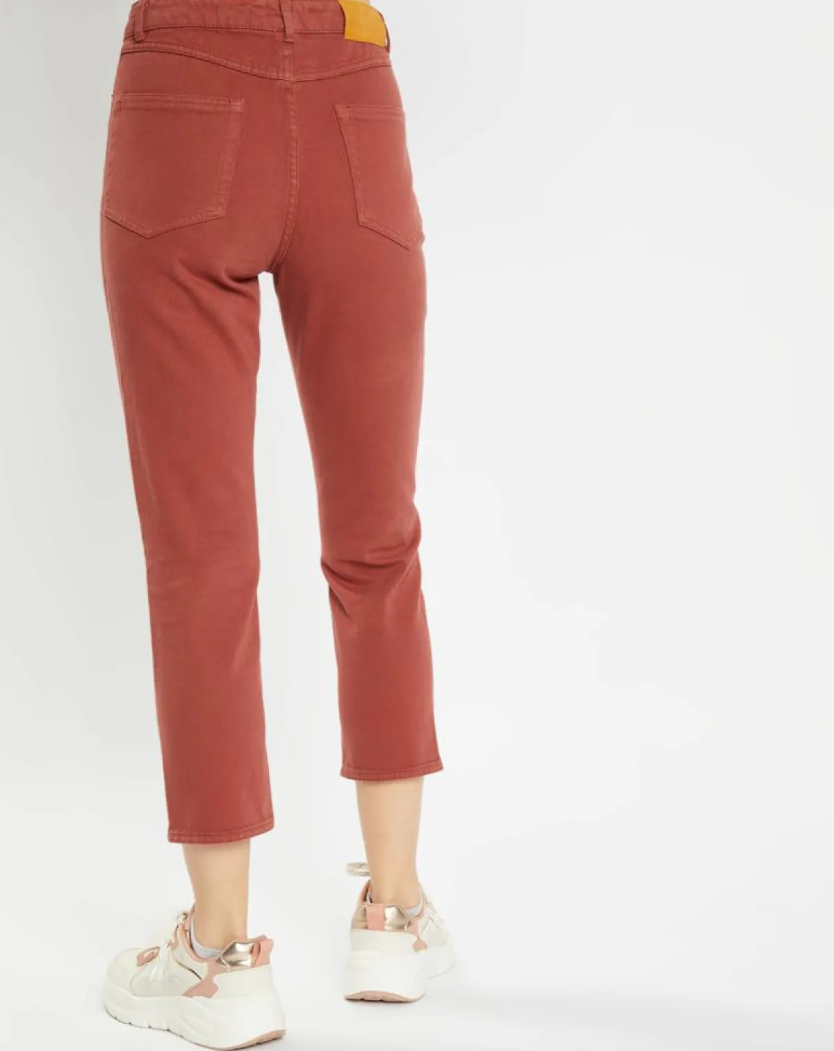 Galeries Lafayette Jeans|Jean délavé en Toile de coton 7/8 marron