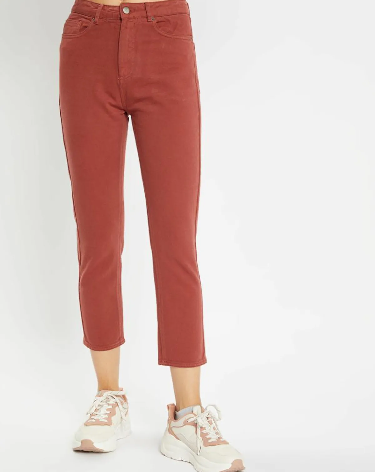 Galeries Lafayette Jeans|Jean délavé en Toile de coton 7/8 marron