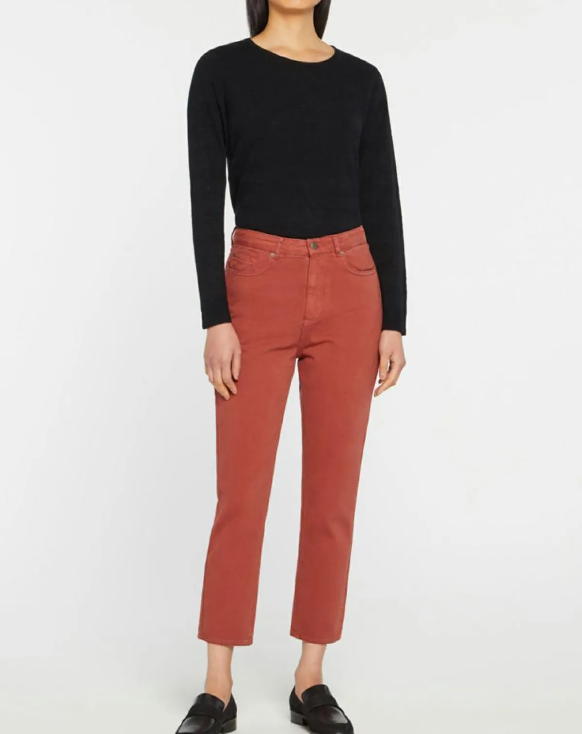 Galeries Lafayette Jeans|Jean délavé en Toile de coton 7/8 marron