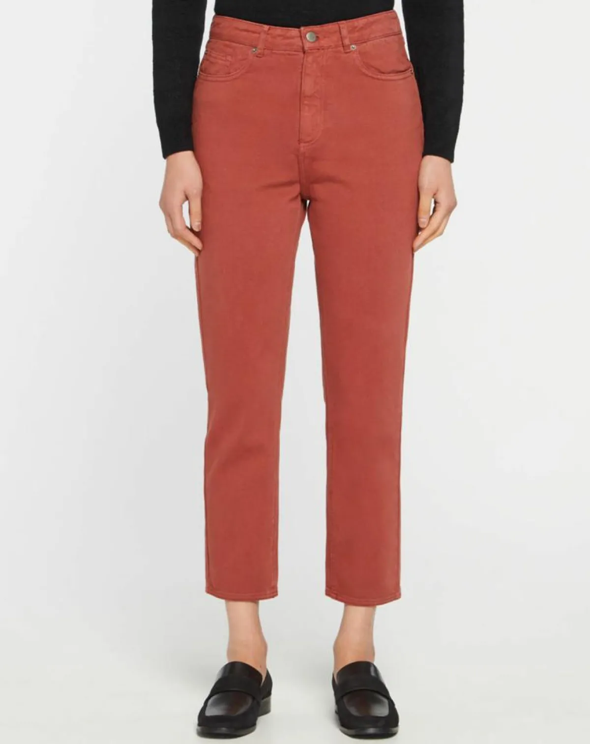 Galeries Lafayette Jeans|Jean délavé en Toile de coton 7/8 marron