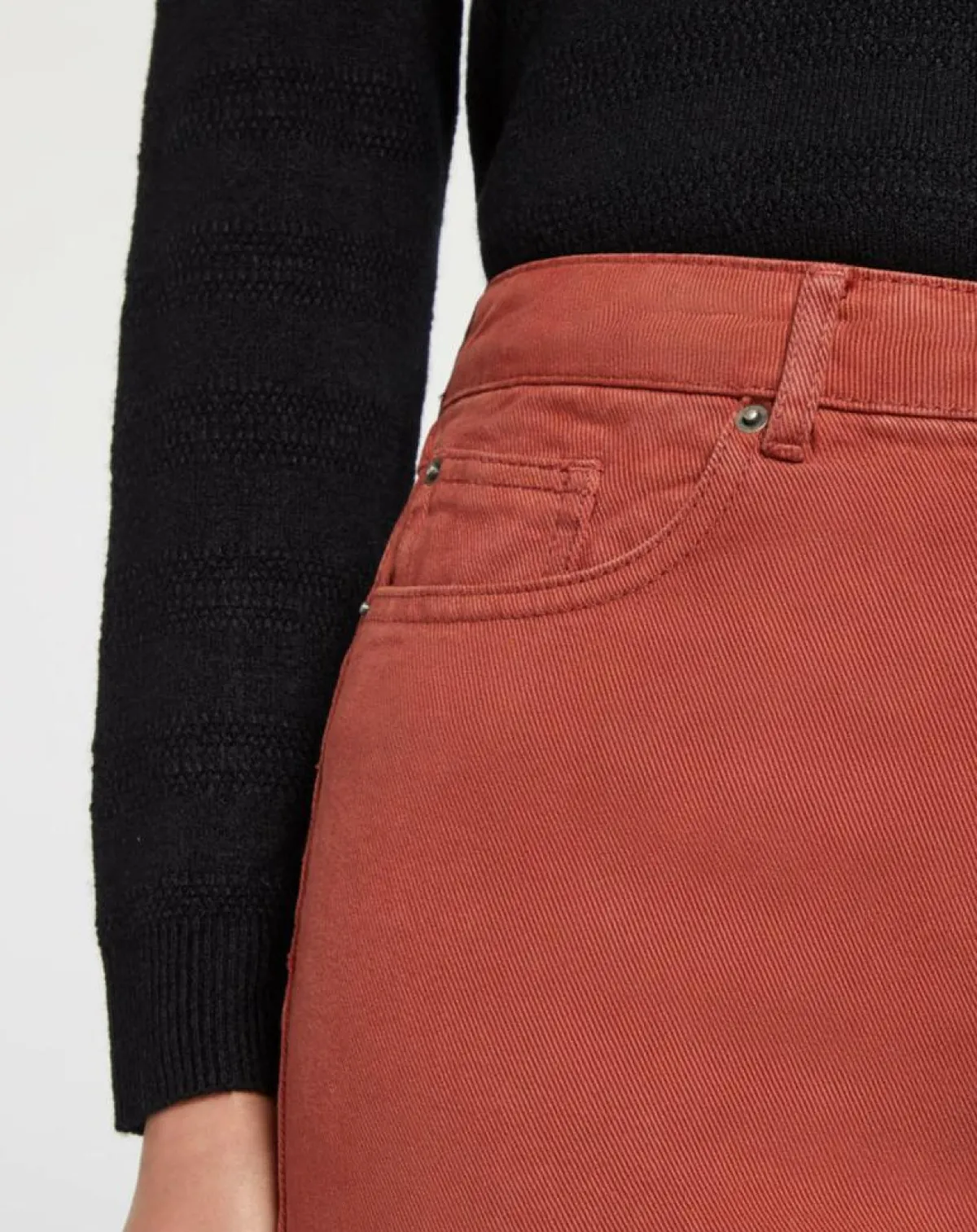 Galeries Lafayette Jeans|Jean délavé en Toile de coton 7/8 marron