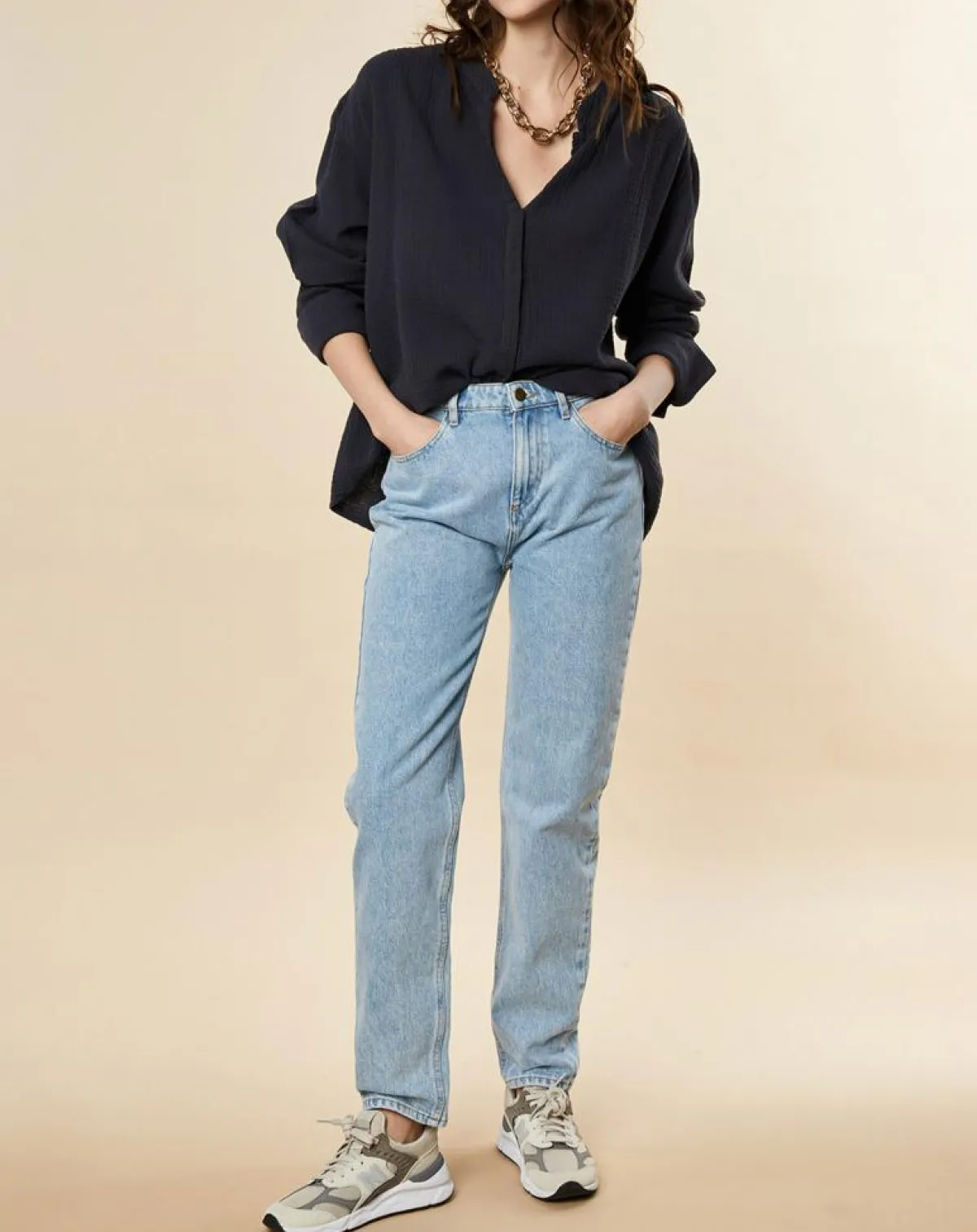 Chloé Stora Jeans|Jean droit en Toile de coton Remi bleu