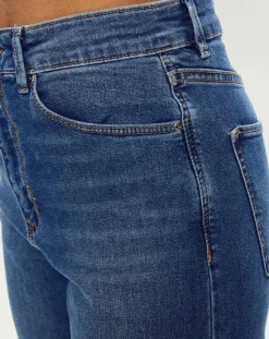 Esprit Jeans|Jean Droit taille haute élastique bleu moyen