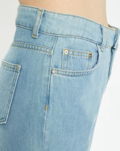 Galeries Lafayette Jeans|Jean en Coton Bio Capri boutons bleu clair