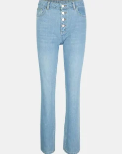Galeries Lafayette Jeans|Jean en Coton Bio Capri boutons bleu clair