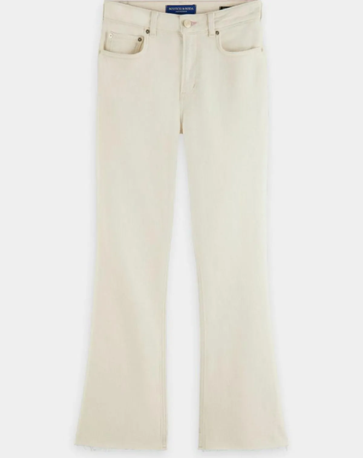 Scotch & Soda Jeans|Jean en Coton Bio mélangé Flare The Kick Cropped écru