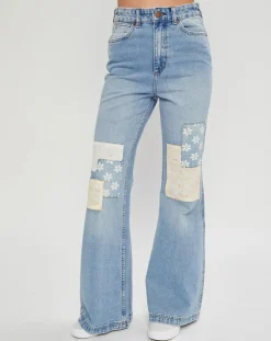 Billabong Jeans|Jean flare x Wrangler Patchwork bleu clair