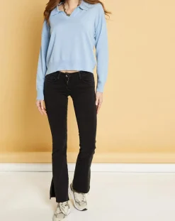 Acquaverde Jeans|Jean flare Natural Laureen black stone