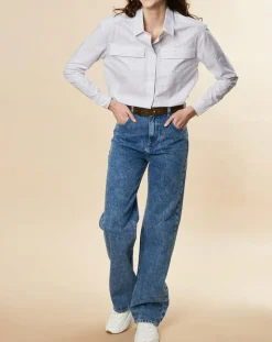 Chloé Stora Jeans|Jean large en Toile de coton Ronda bleu