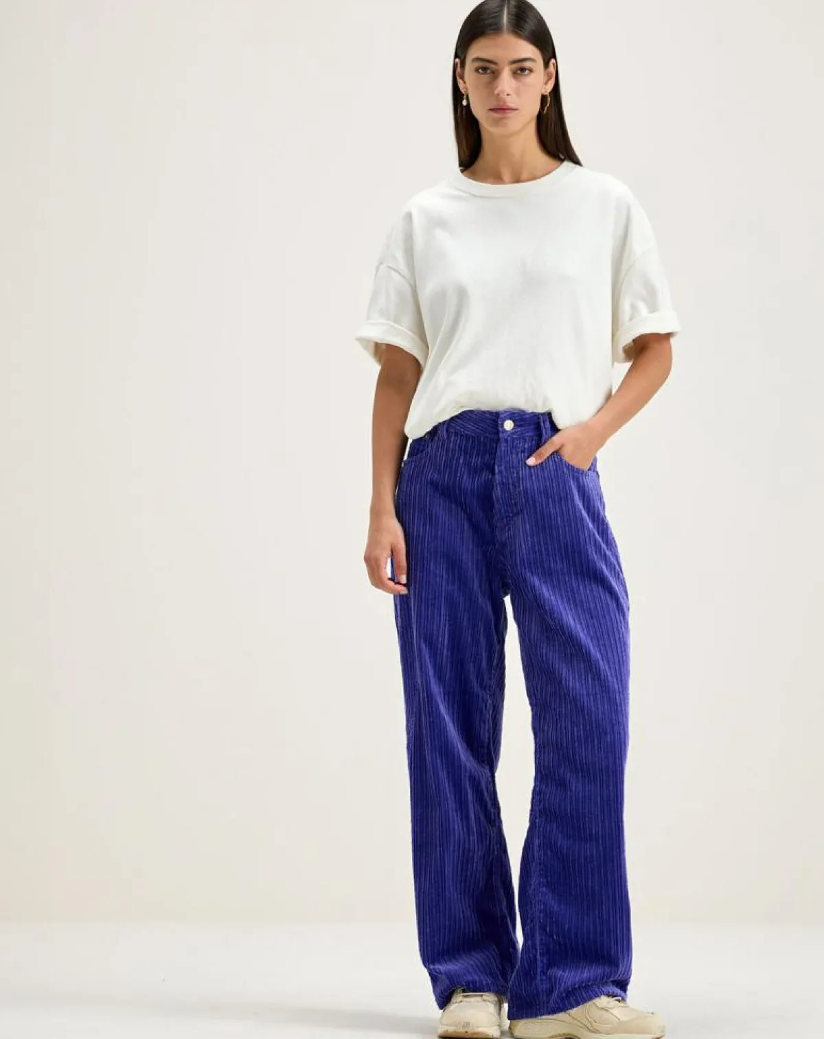 Bellerose Jeans|Jean large en Velours côtelé Paty deep purple