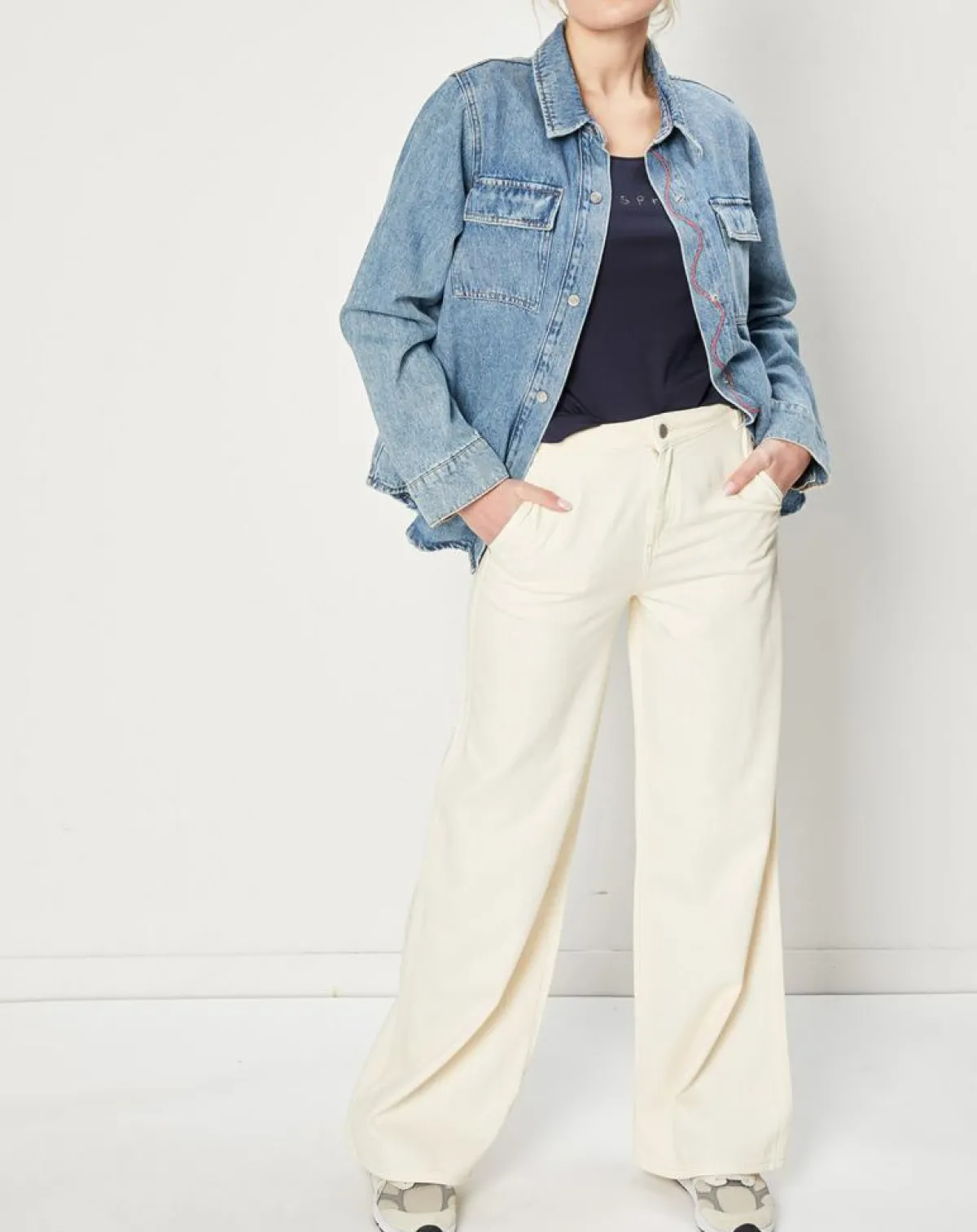 Esprit Jeans|Jean large Wide en Coton mélangé collection EDC by écru