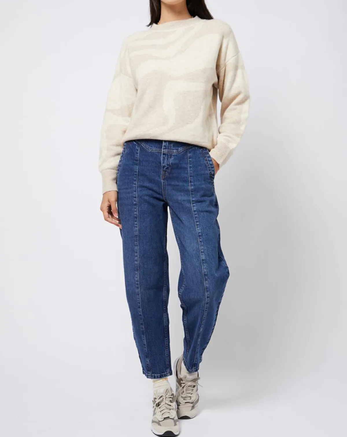 Esprit Jeans|Jean mom en Coton épais bleu moyen