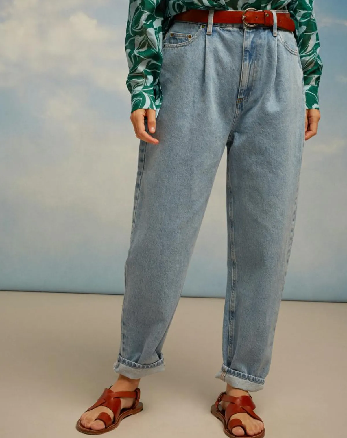 Chloé Stora Jeans|Jean mom en Toile de coton Raisin bleu