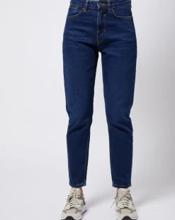 Esprit Jeans|Jean Mom taille haute à jambes droites bleu foncé