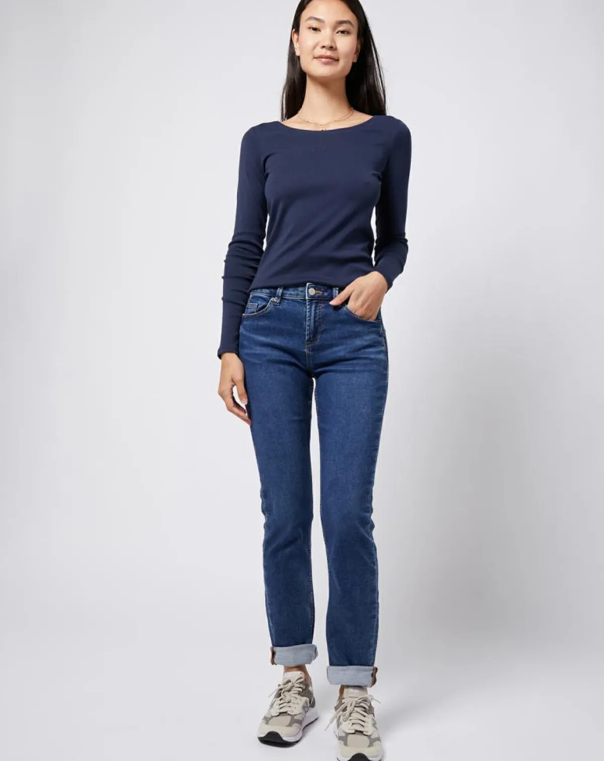 Esprit Jeans|Jean stretch Slim en coton biologique mélangé bleu moyen