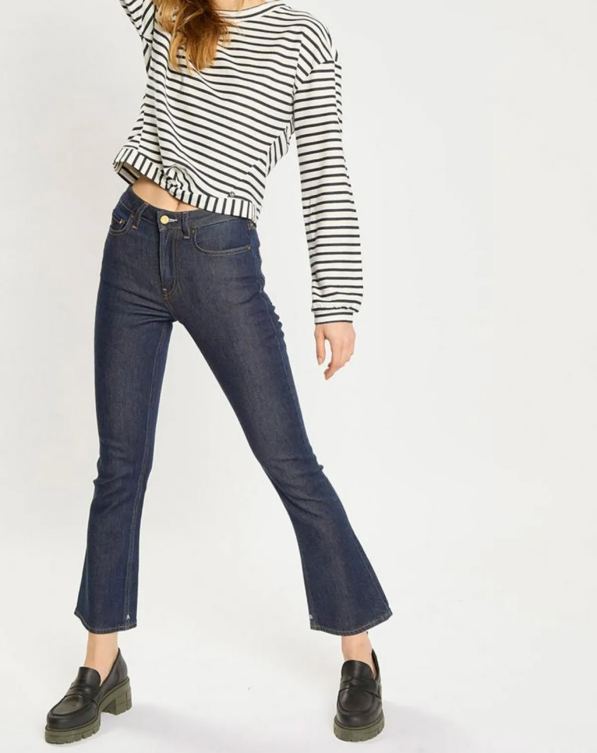 Scotch & Soda Jeans|Jean Taille haute Crop Boot bleu foncé