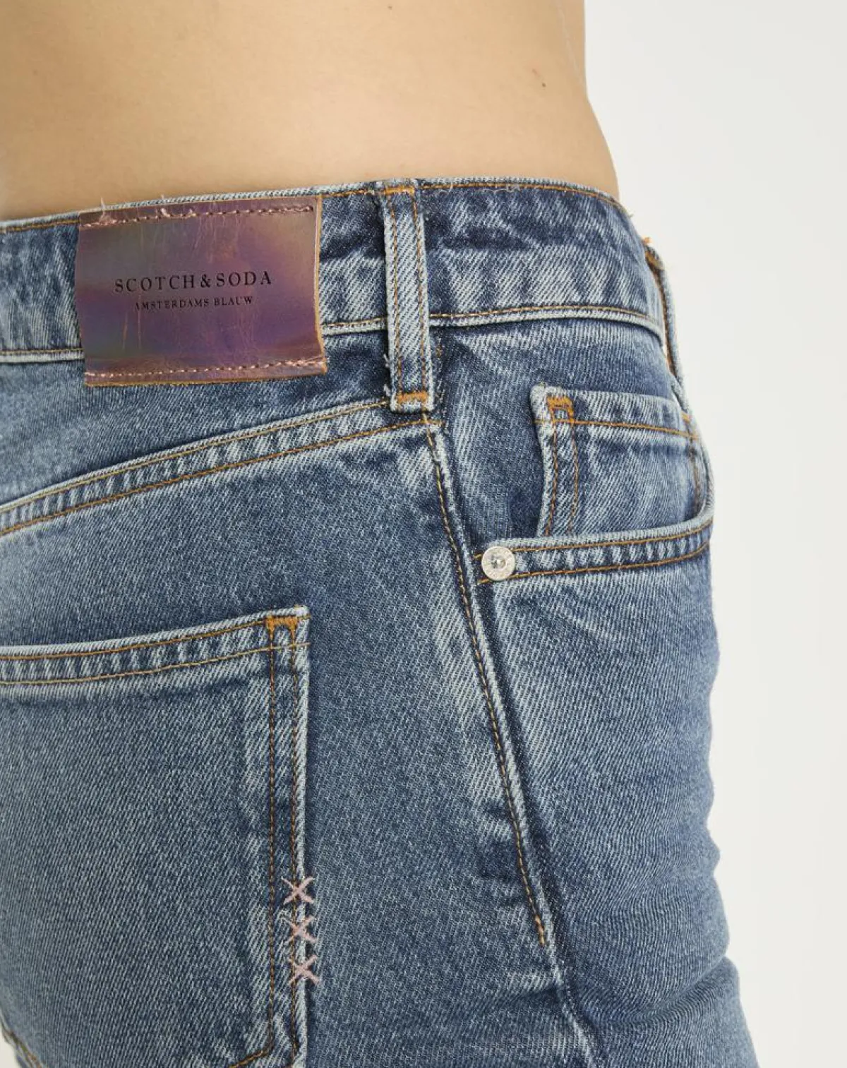 Scotch & Soda Jeans|Jean Taille haute Droit The Sky bleu moyen