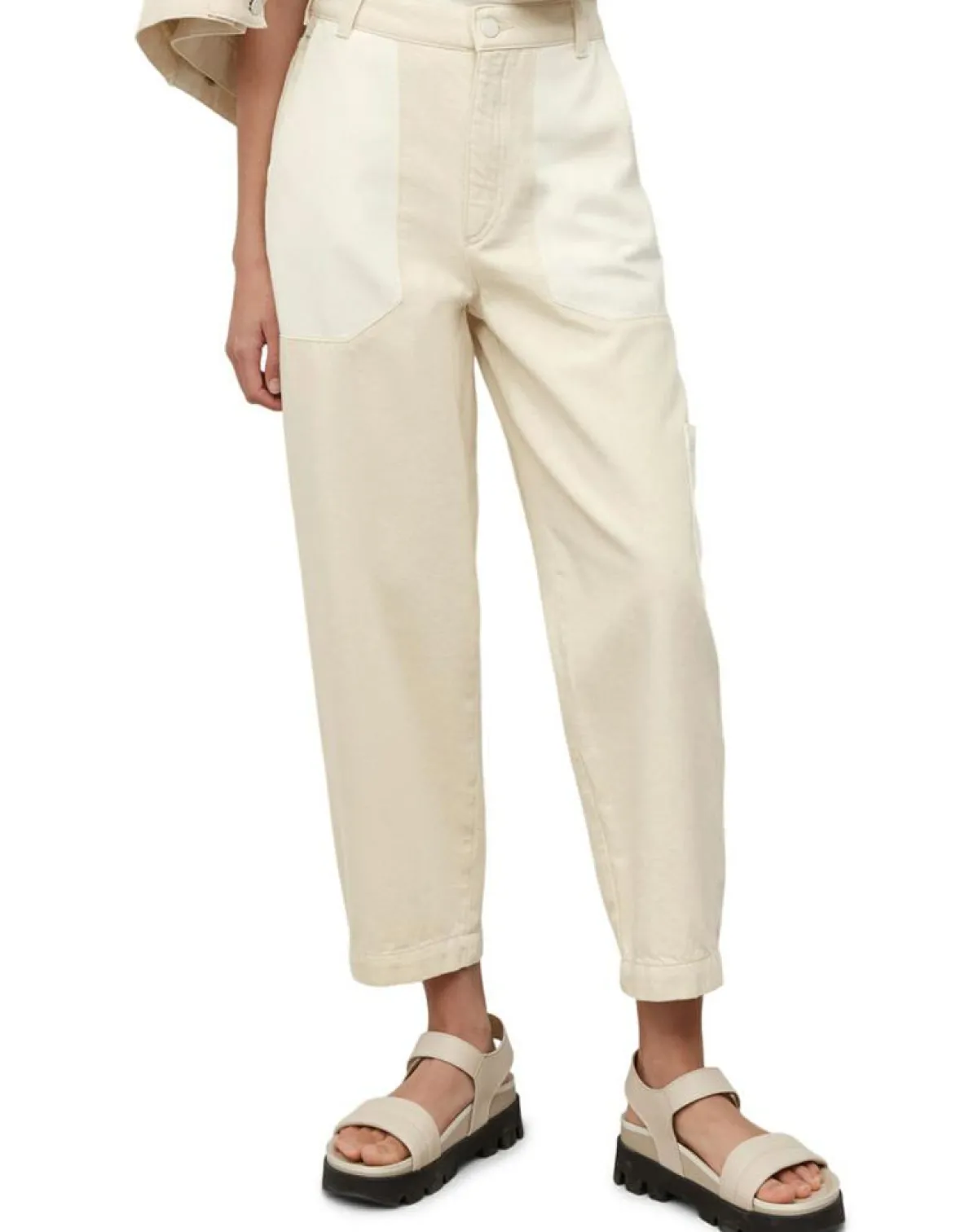 Marc O'Polo Jeans|Jean Taille haute Oversize Patch blanc