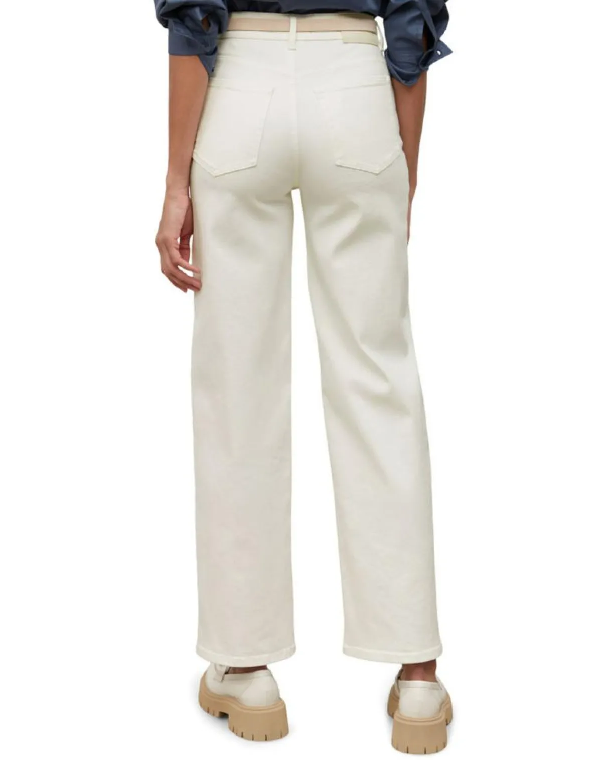 Marc O'Polo Jeans|Jean taille haute Wideleg blanc