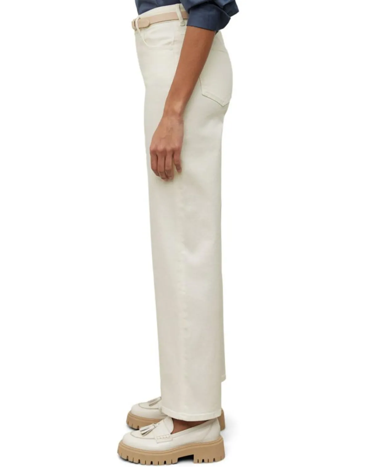 Marc O'Polo Jeans|Jean taille haute Wideleg blanc