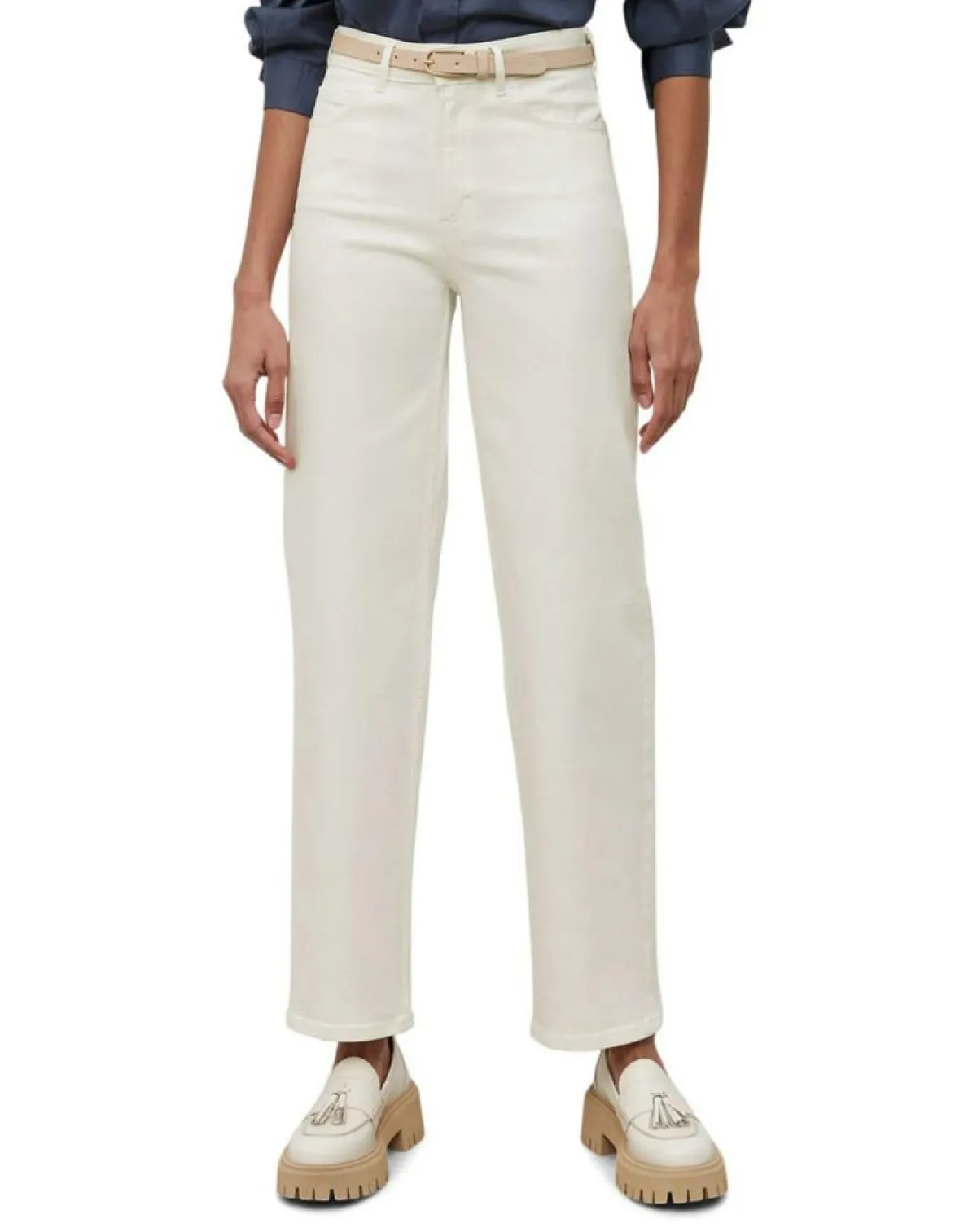 Marc O'Polo Jeans|Jean taille haute Wideleg blanc