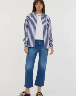 Acquaverde Jeans|Jean wide-leg Georgia bleu