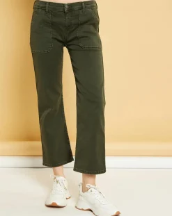 Acquaverde Jeans|Jean wide-leg Georgia vert forêt