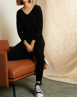 Miss Cashmere Pantalons|Jogging en Laine & Cachemire Salomé noir