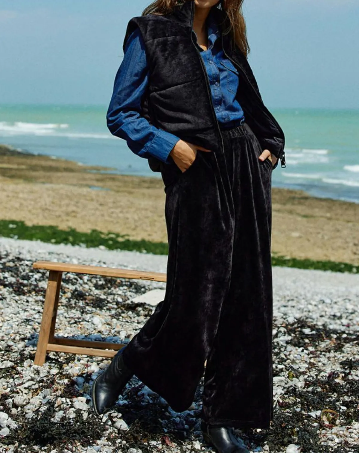 Lauren Vidal Pantalons|Jogging en Velours Zana noir