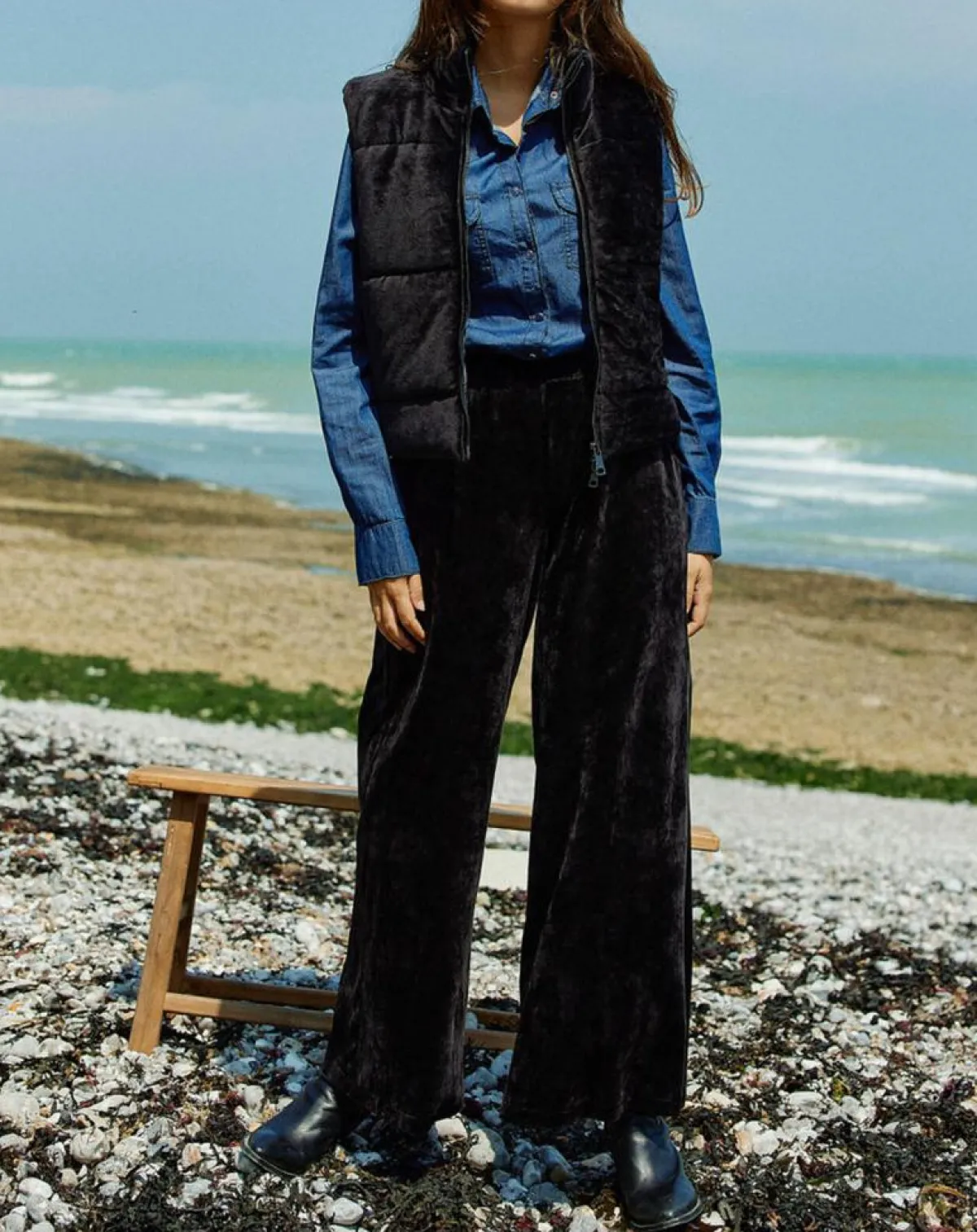 Lauren Vidal Pantalons|Jogging en Velours Zana noir