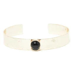 Moonstone Bracelets|Jonc Caroline Agate noire en laiton doré