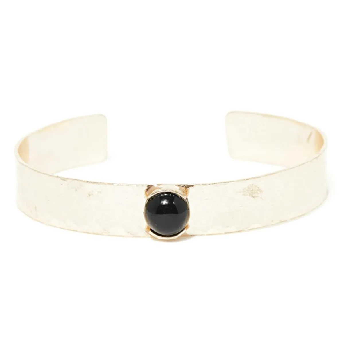 Moonstone Bracelets|Jonc Caroline Agate noire en laiton doré