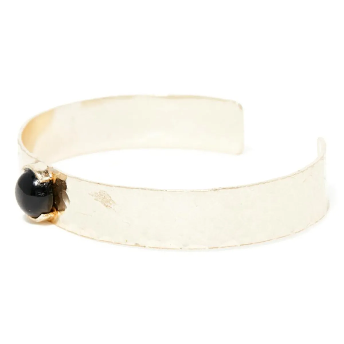 Moonstone Bracelets|Jonc Caroline Agate noire en laiton doré