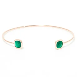 Moonstone Bracelets|Jonc Rosy Agate verte en laiton rosé