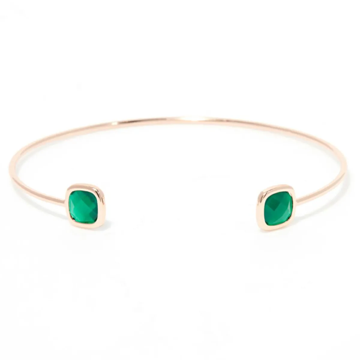 Moonstone Bracelets|Jonc Rosy Agate verte en laiton rosé