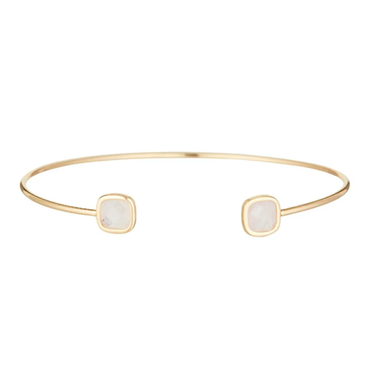 Moonstone Bracelets|Jonc Rosy Quartz en laiton doré