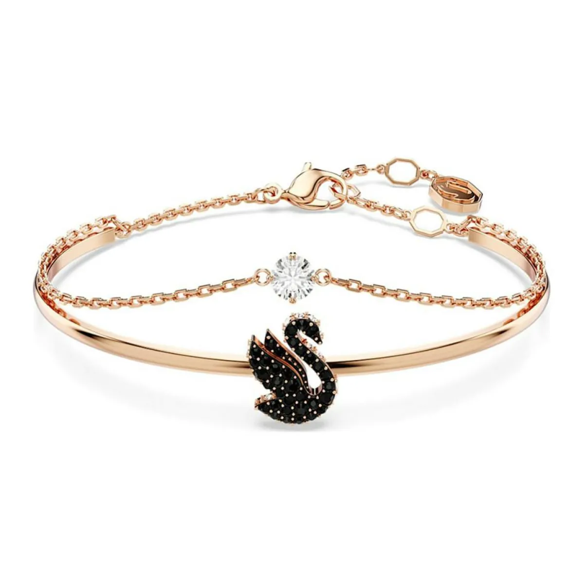 Swarovski Bracelets|Jonc Swan Cygne doré rose/noir