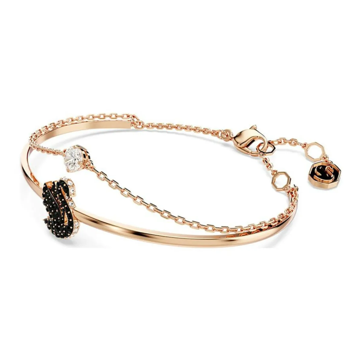 Swarovski Bracelets|Jonc Swan Cygne doré rose/noir