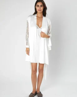 Valege Vestes, Blousons|Kimono satiné Précieuse ivoire