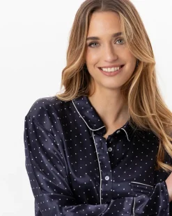 Le Chat Lingerie, Nuit|Liquette en satin Moon marine